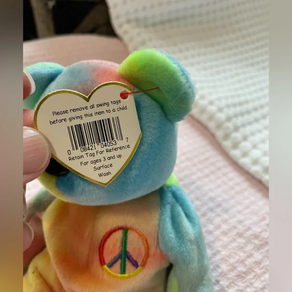 Vintage 1996 Ty Original Beanie Baby. Peace The Tye-Dye Bear. - Picture 4 of 4